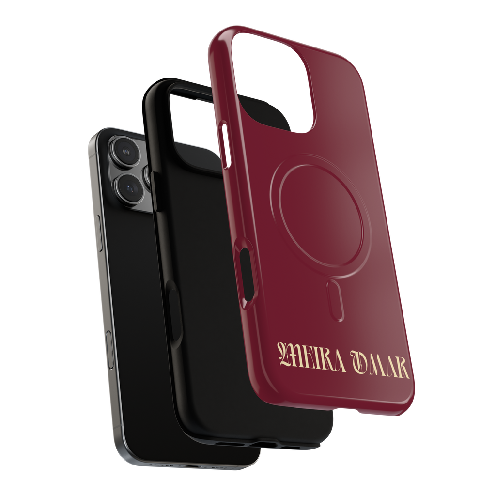 MagSafe Phone Case | Burgundy | Champagne Print
