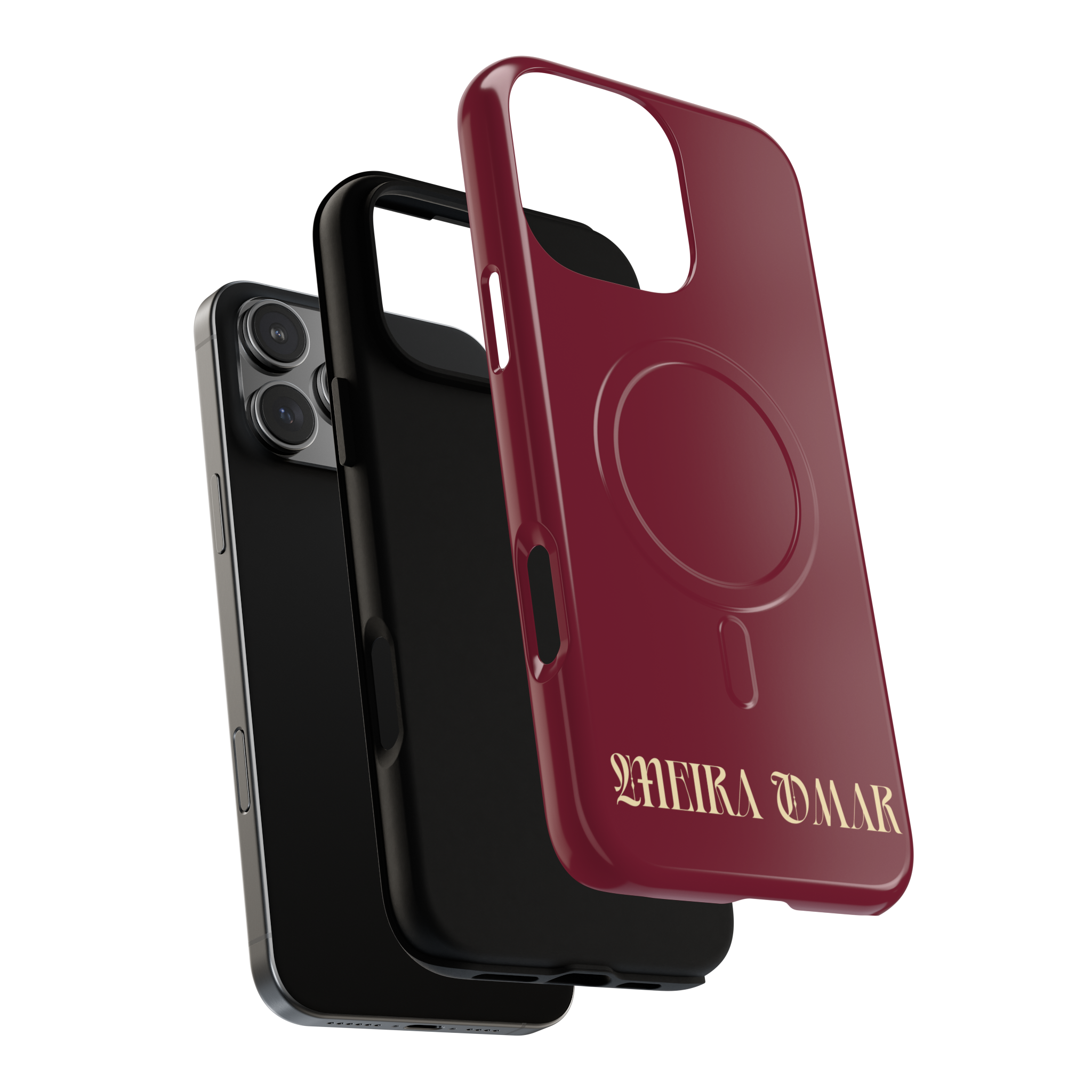 MagSafe Phone Case | Burgundy | Champagne Print